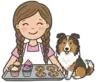 Chipper, Maddie's dog, in the Maddie's Sweet Treats logo